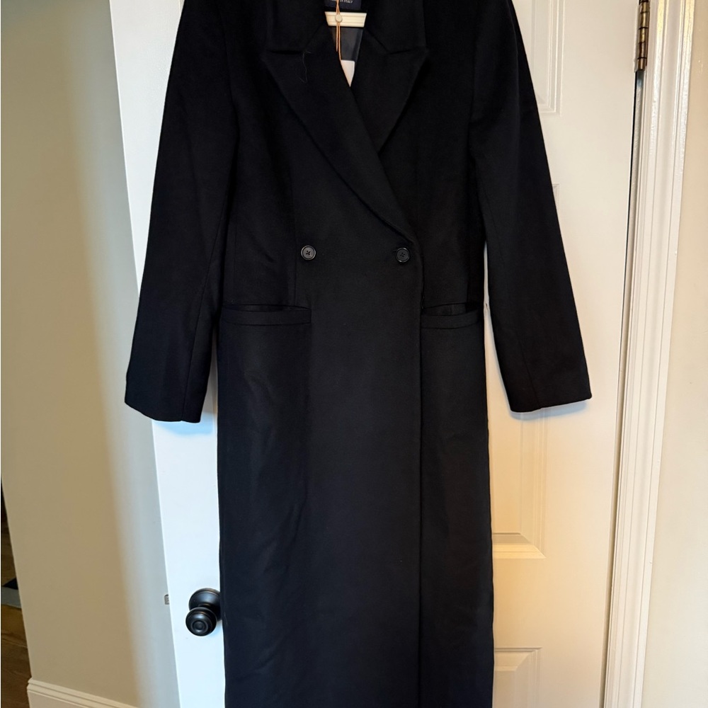 Quince Black Double-Breasted Coat